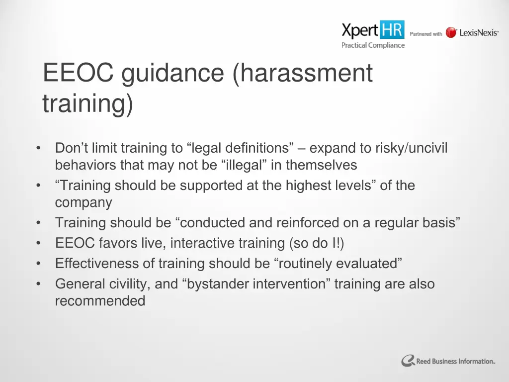 eeoc guidance harassment training