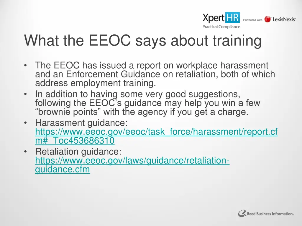 what the eeoc says about training