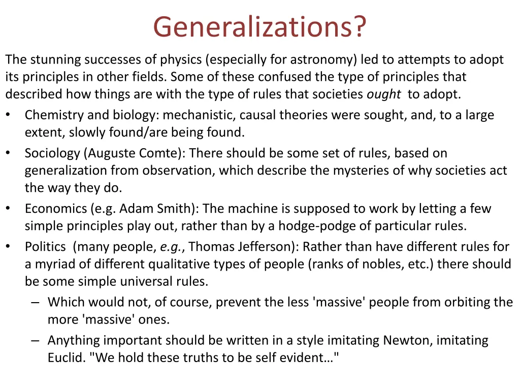 generalizations