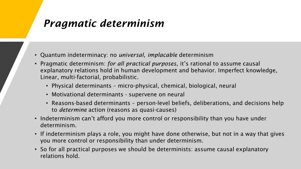 pragmatic determinism