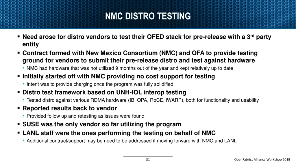 nmc distro testing