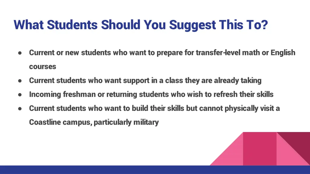 what students should you suggest this to