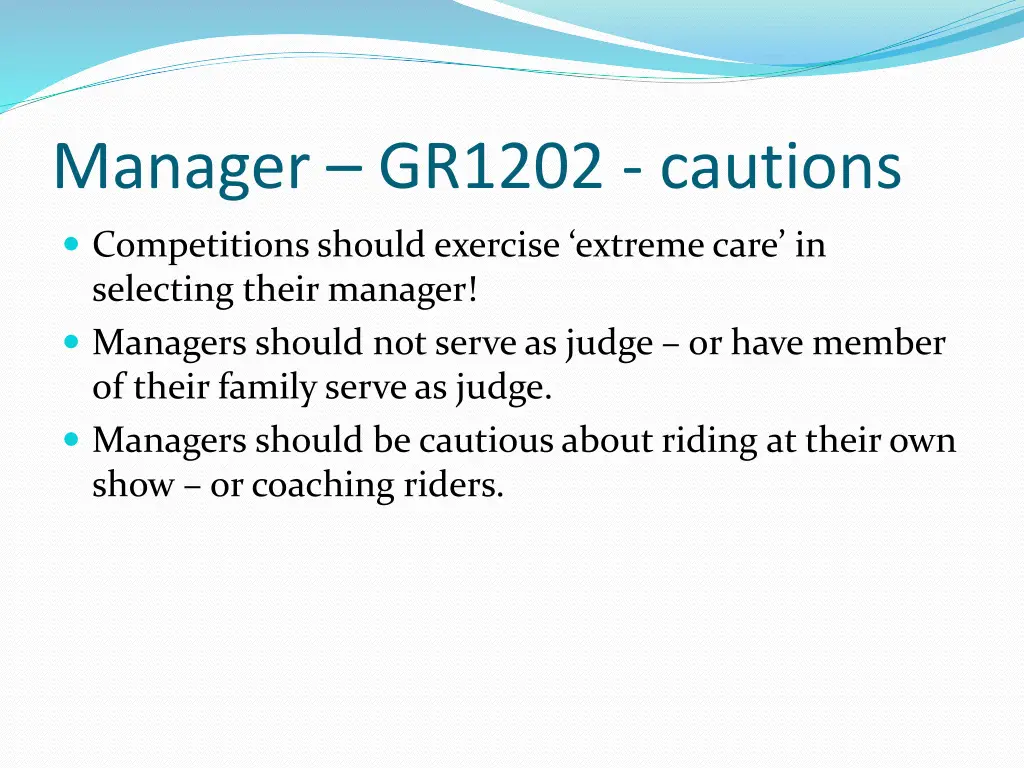 manager gr1202 cautions