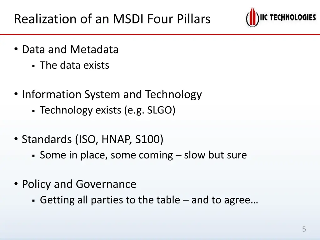 realization of an msdi four pillars