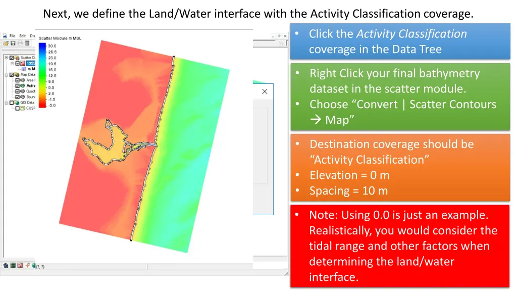 next we define the land water interface with