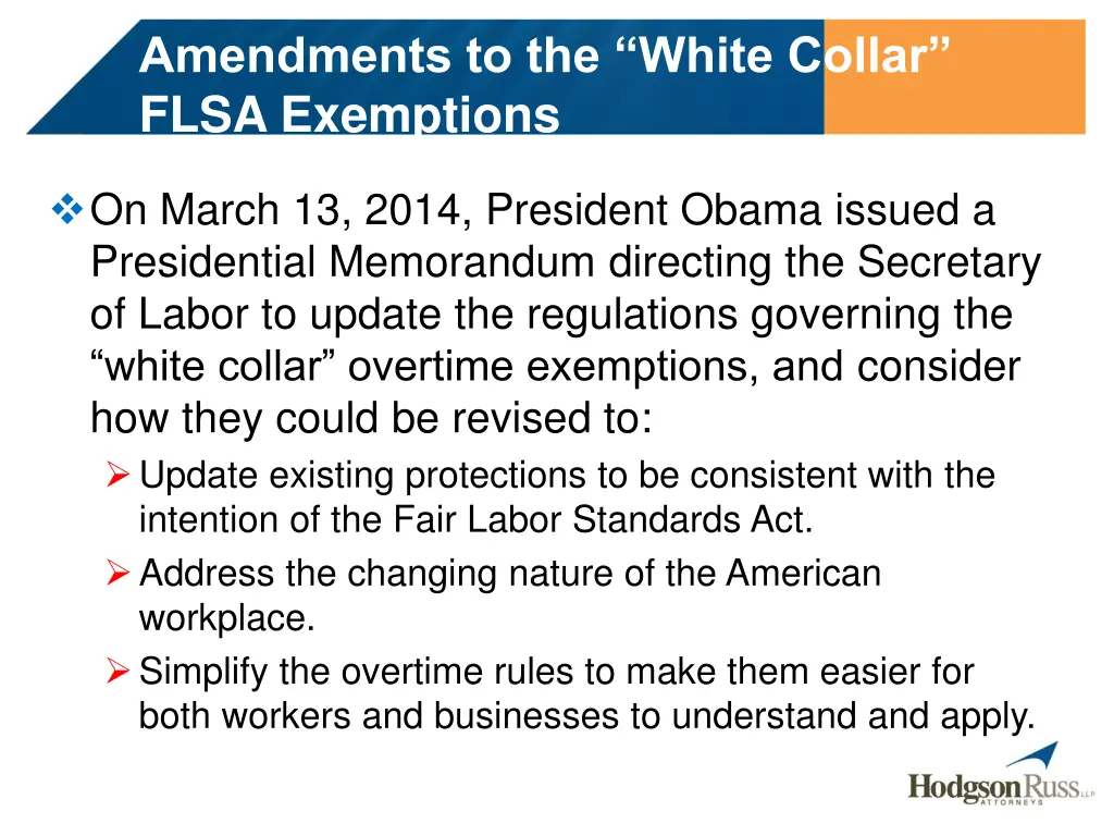 amendments to the white collar flsa exemptions