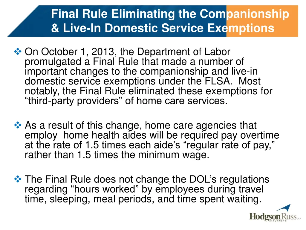 final rule eliminating the companionship live