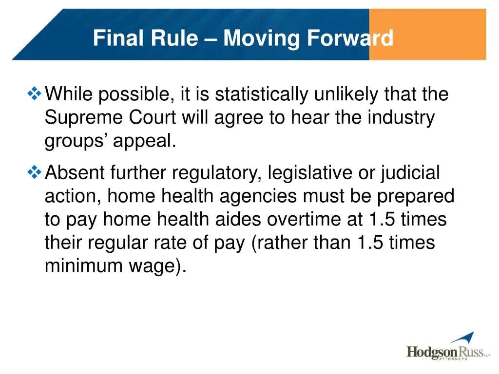 final rule moving forward