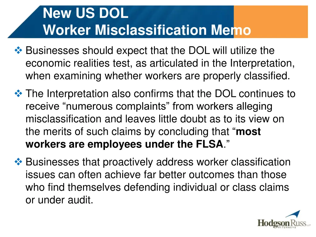 new us dol worker misclassification memo