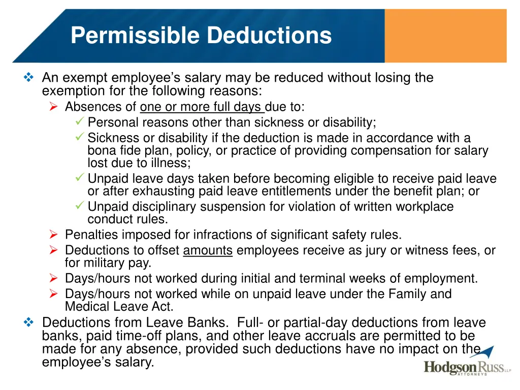 permissible deductions