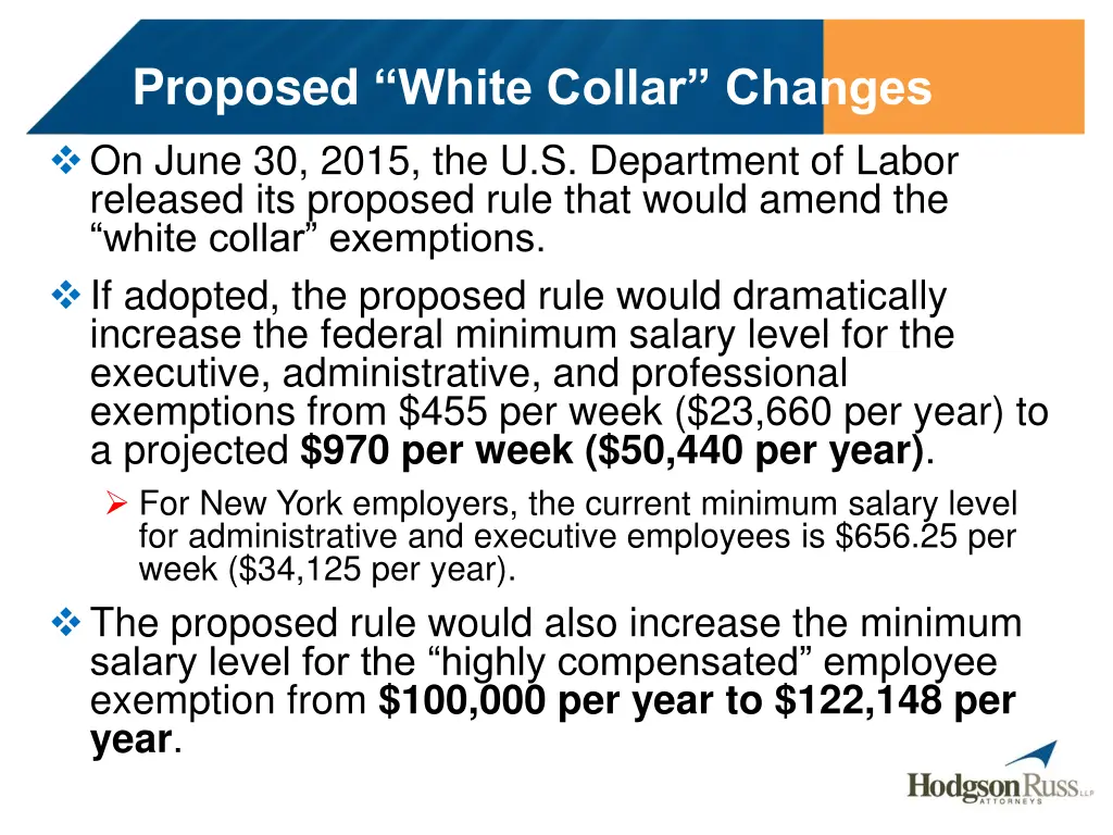 proposed white collar changes on june 30 2015