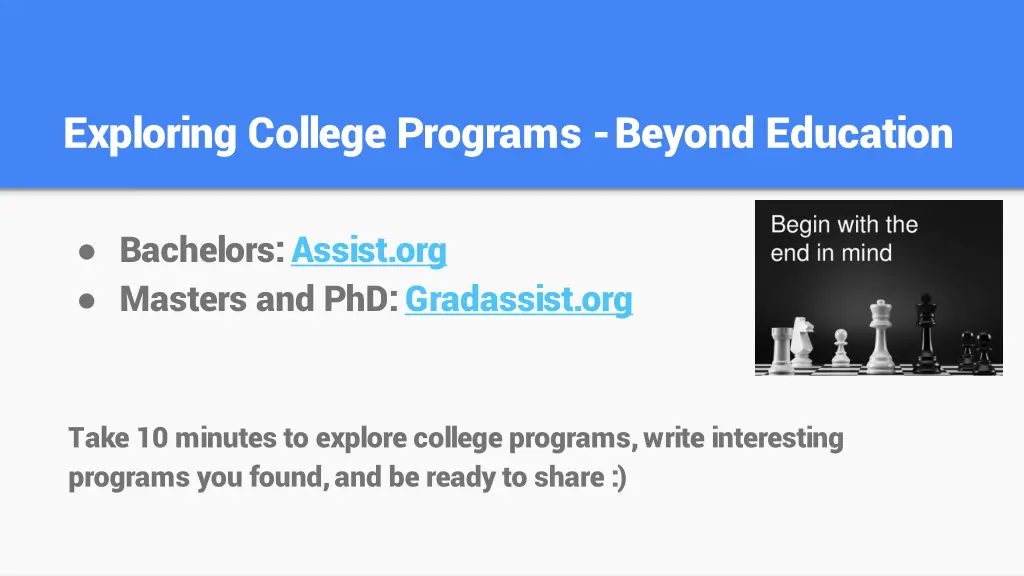 exploring college programs beyond education