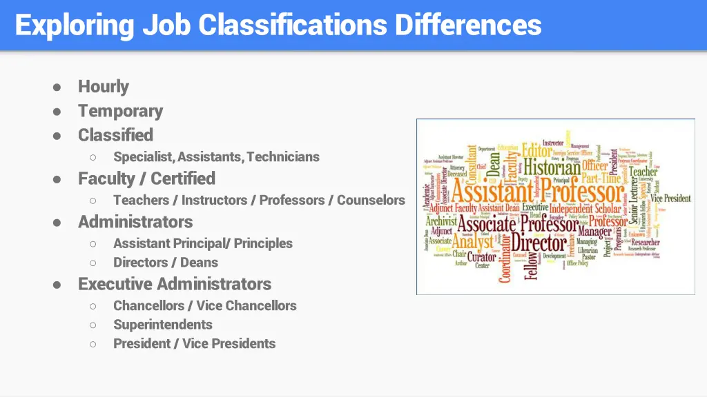 exploring job classifications differences