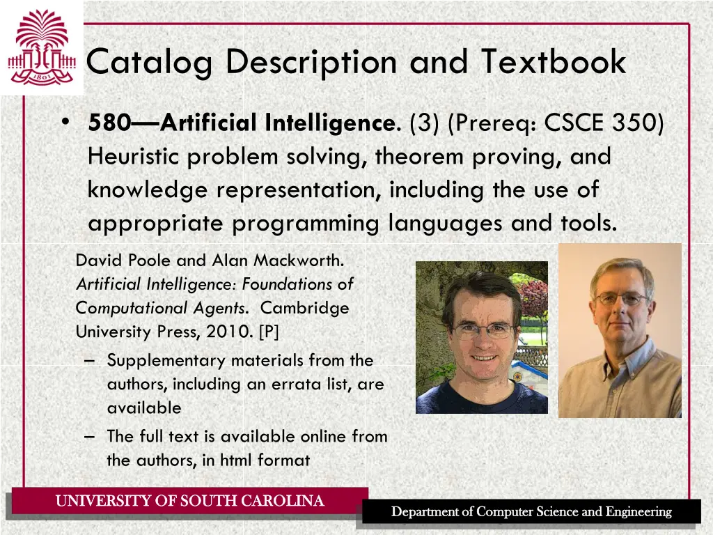 catalog description and textbook