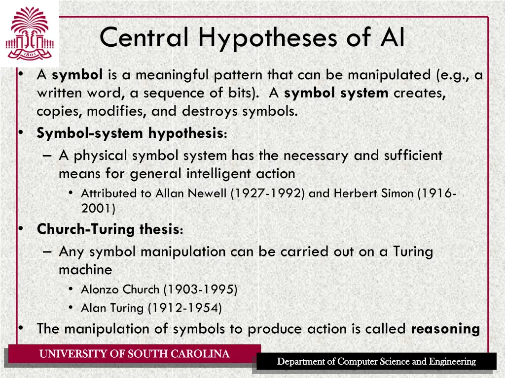 central hypotheses of ai