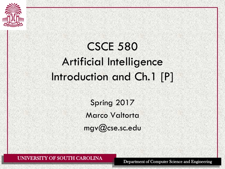 csce 580 artificial intelligence introduction