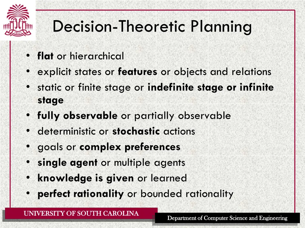 decision theoretic planning