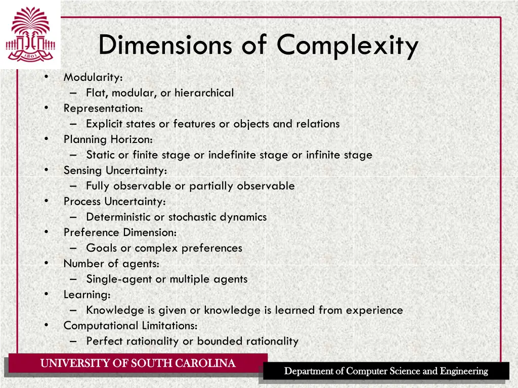 dimensions of complexity