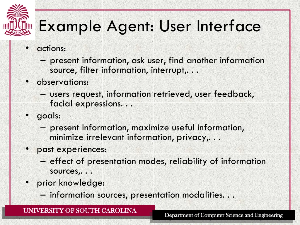 example agent user interface