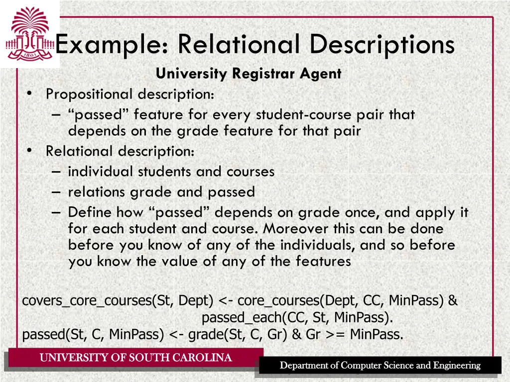 example relational descriptions university