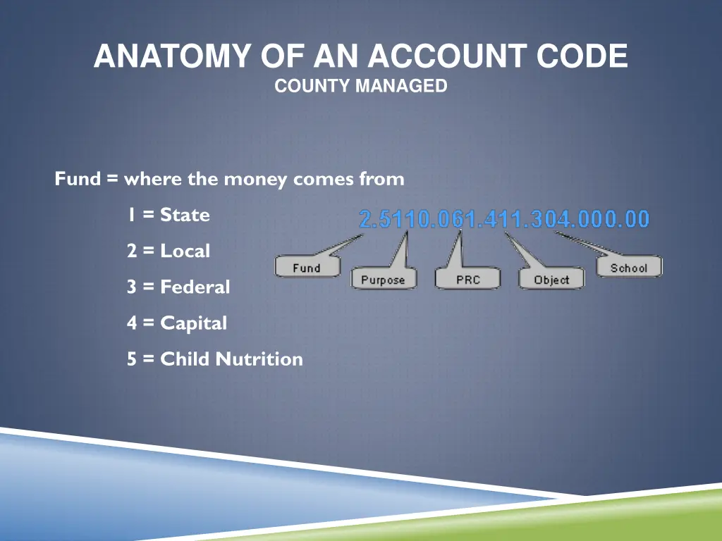 anatomy of an account code county managed