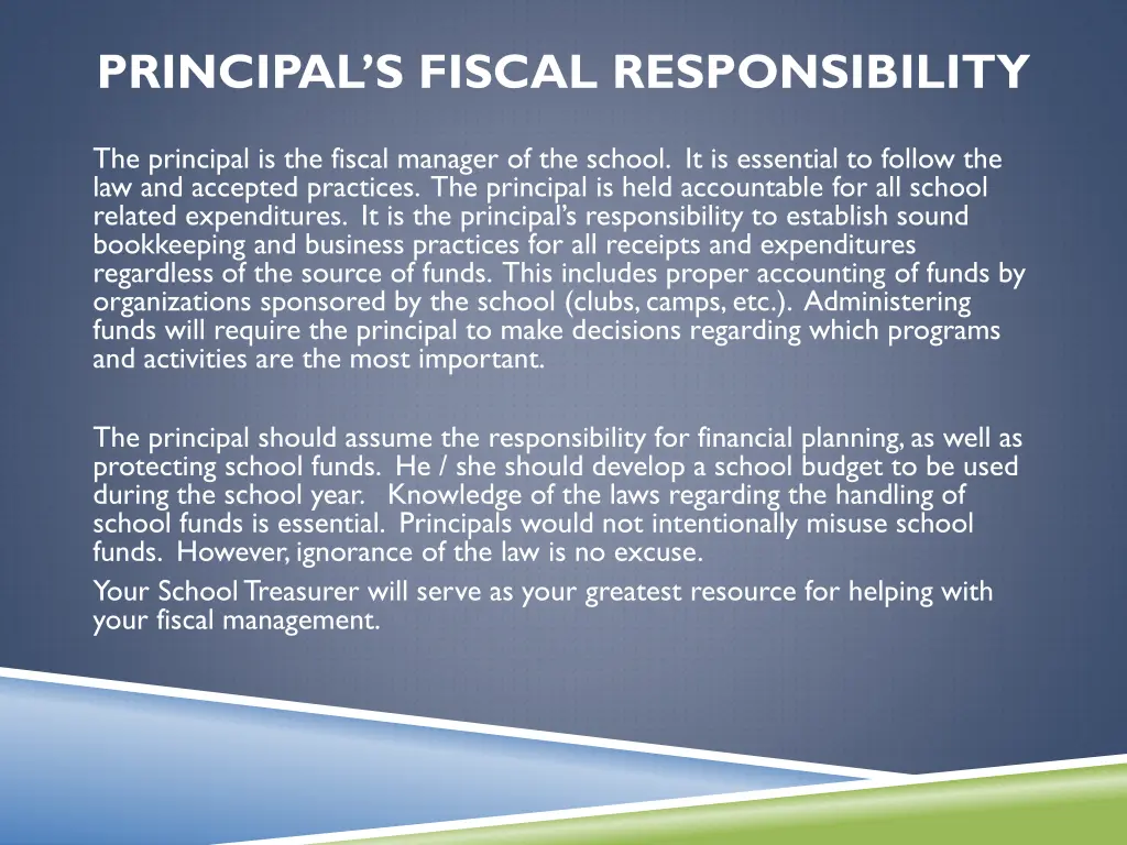 principal s fiscal responsibility