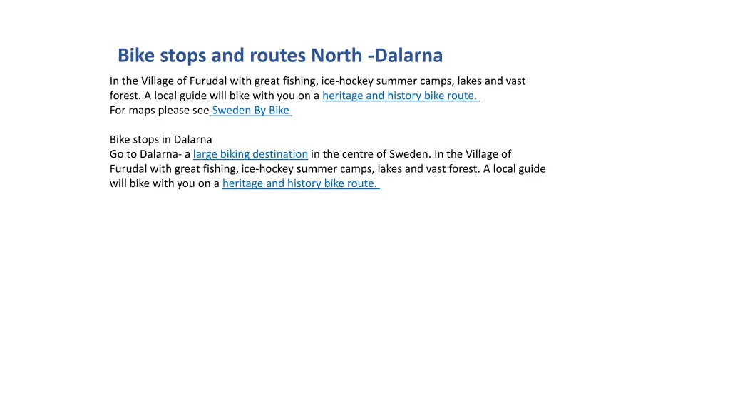 bike stops and routes north dalarna