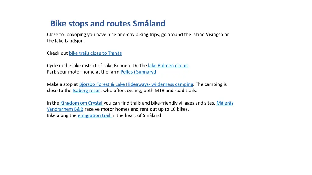 bike stops and routes sm land