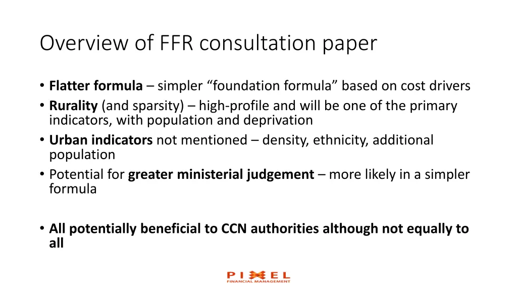 overview of ffr consultation paper