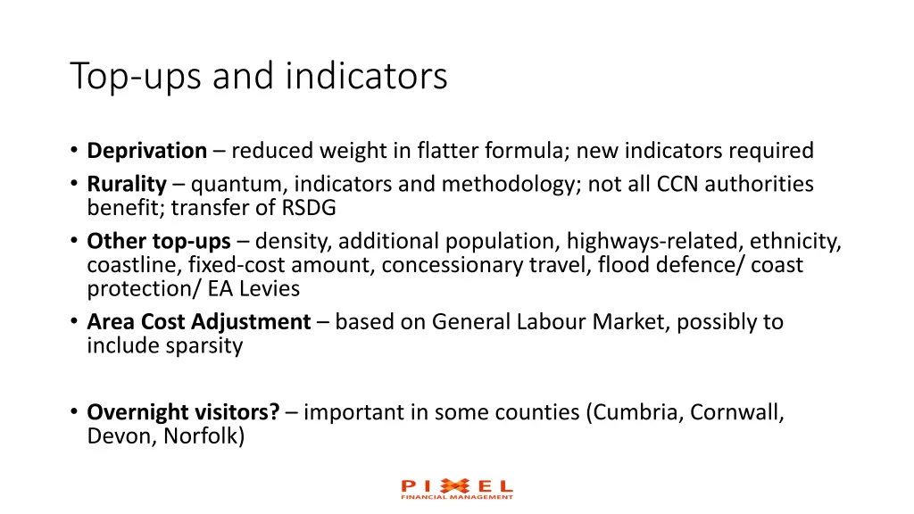 top ups and indicators