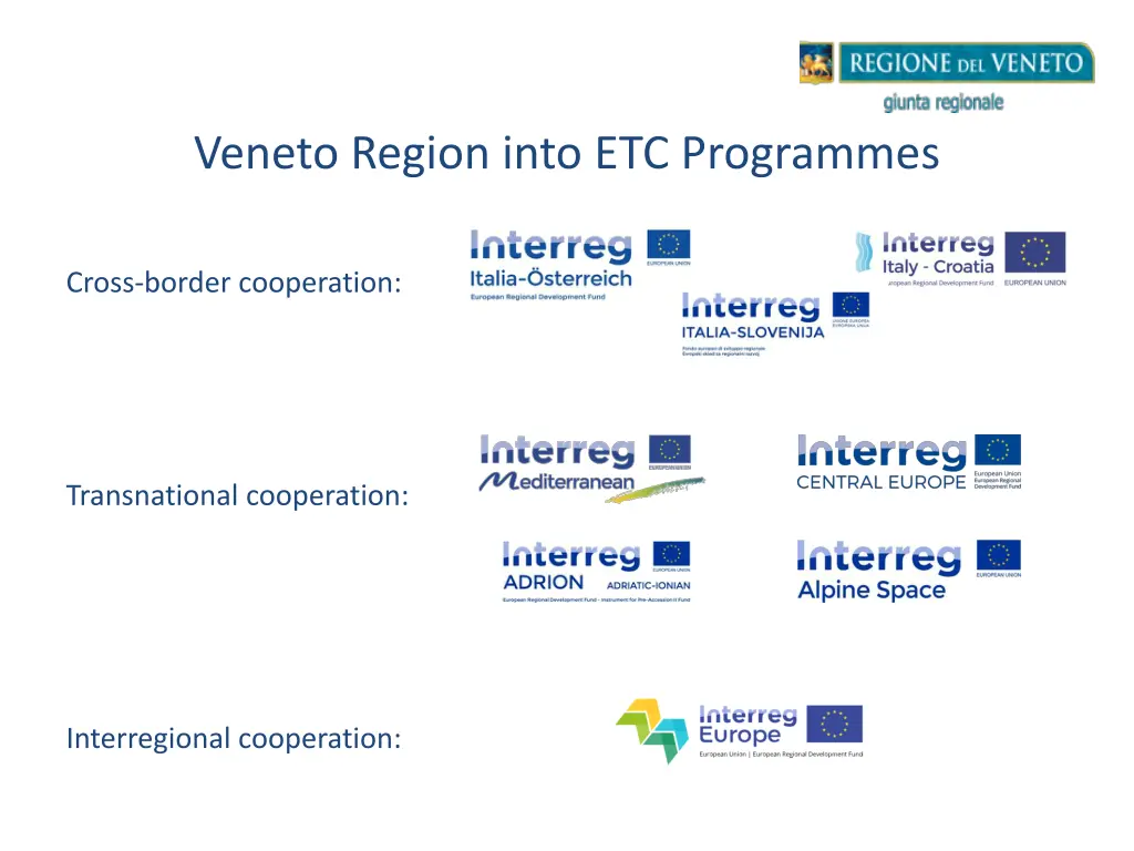 veneto region into etc programmes