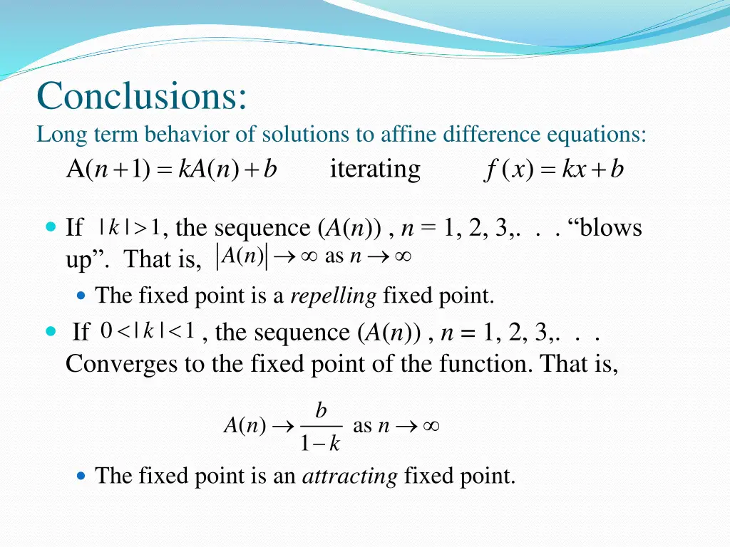 conclusions long term behavior of solutions