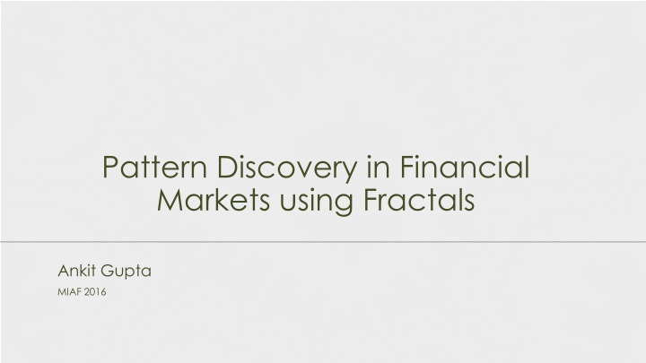 pattern discovery in financial markets using