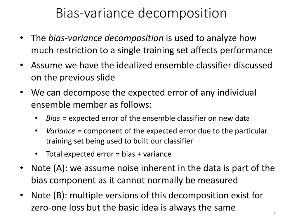 bias variance decomposition