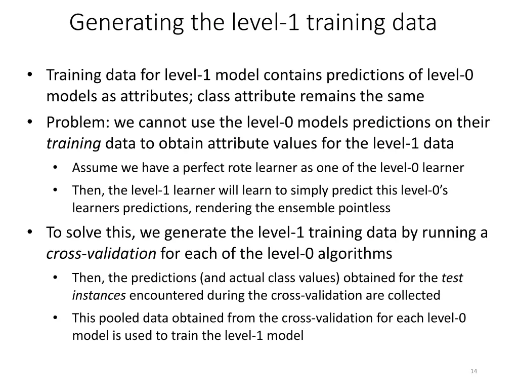 generating the level 1 training data