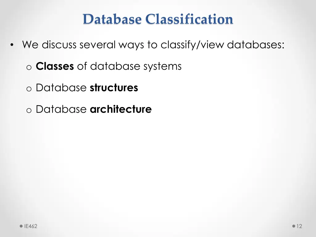 database classification