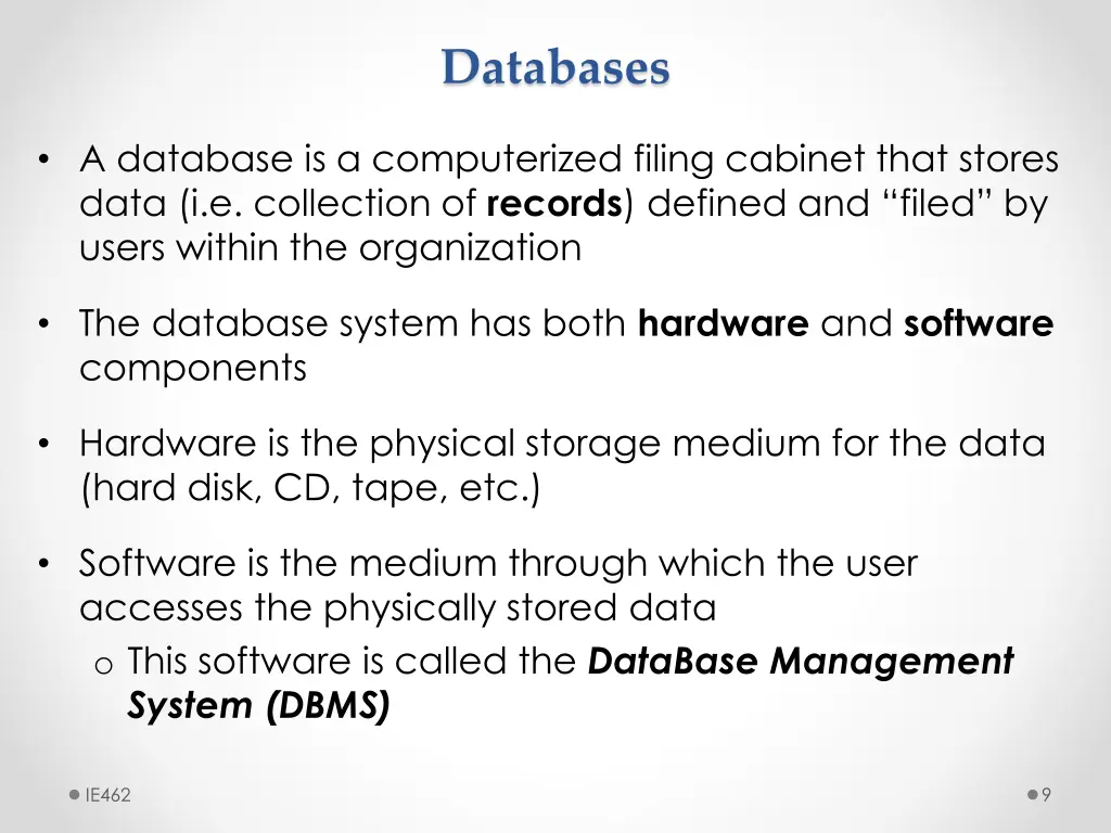 databases