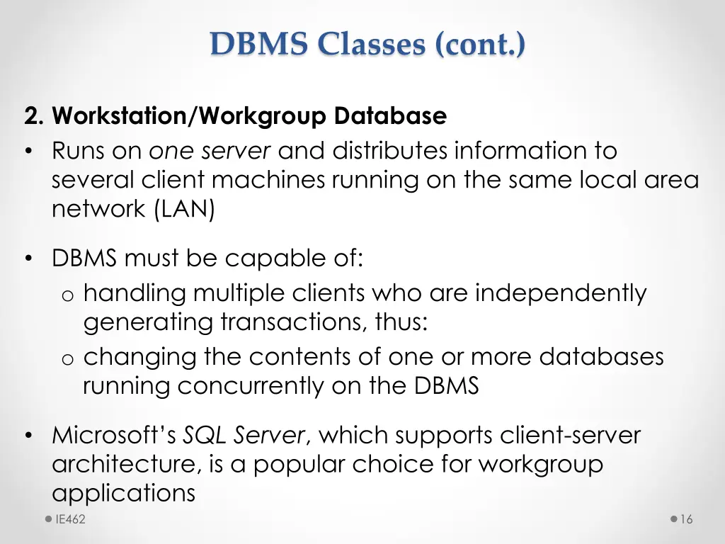 dbms classes cont 1