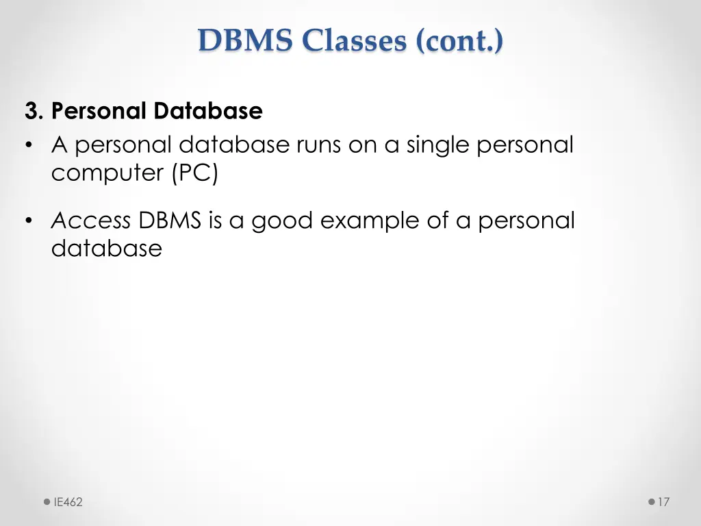 dbms classes cont 2