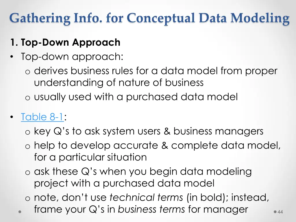 gathering info for conceptual data modeling 1