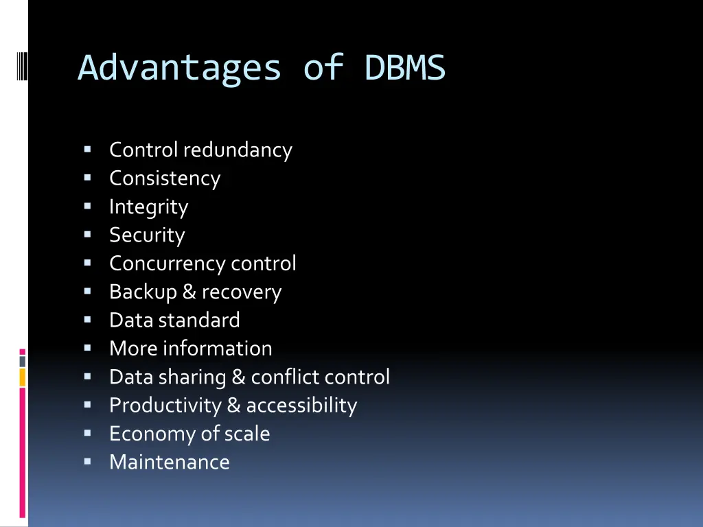 advantages of dbms