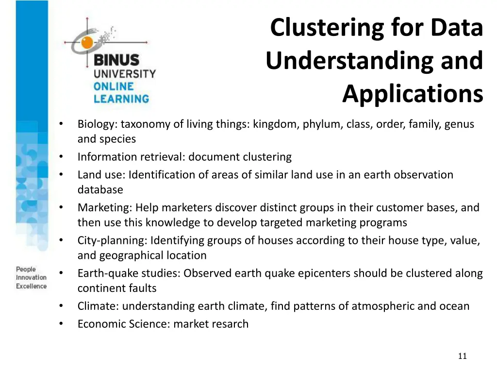 clustering for data understanding and applications