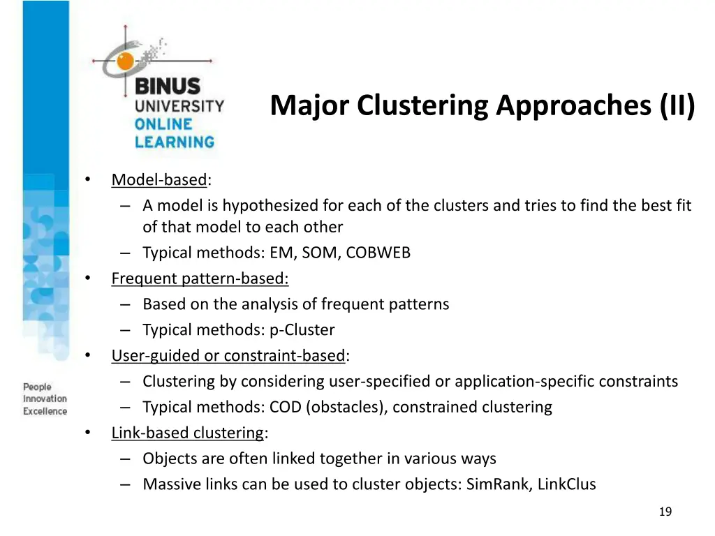 major clustering approaches ii