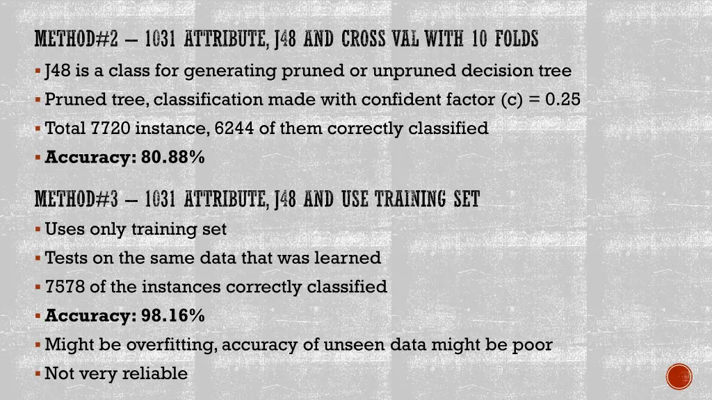 method 2 1031 attribute j48 and cross val with