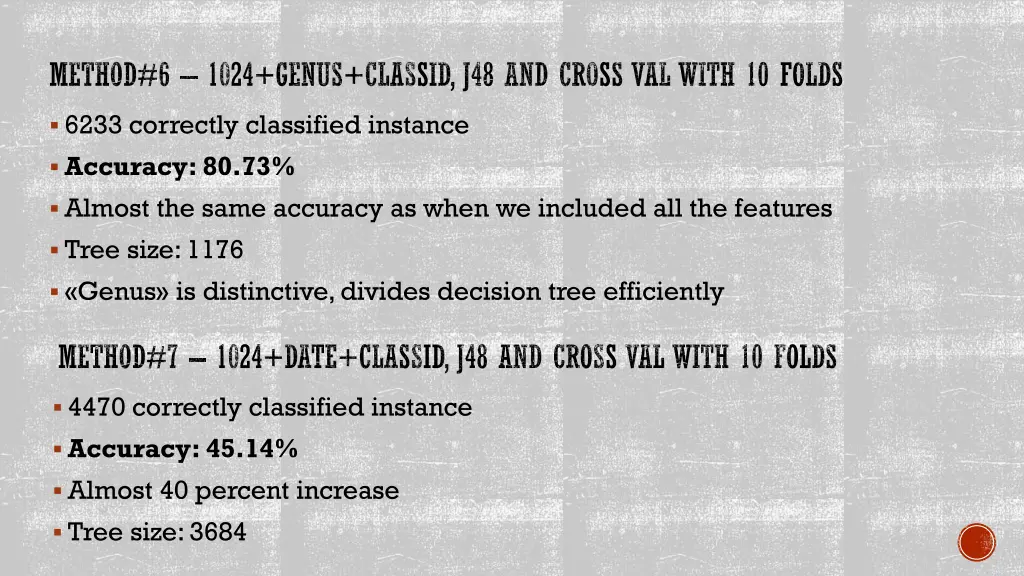 method 6 1024 genus classid j48 and cross