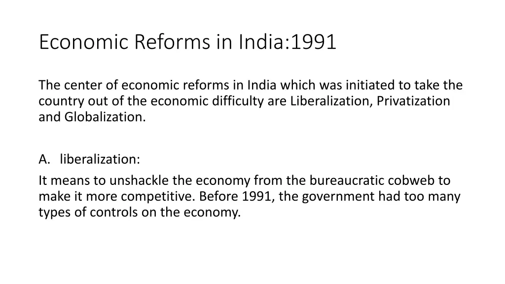 economic reforms in india 1991