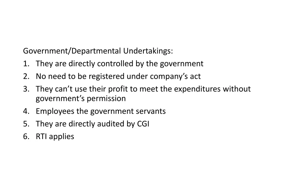 government departmental undertakings 1 they