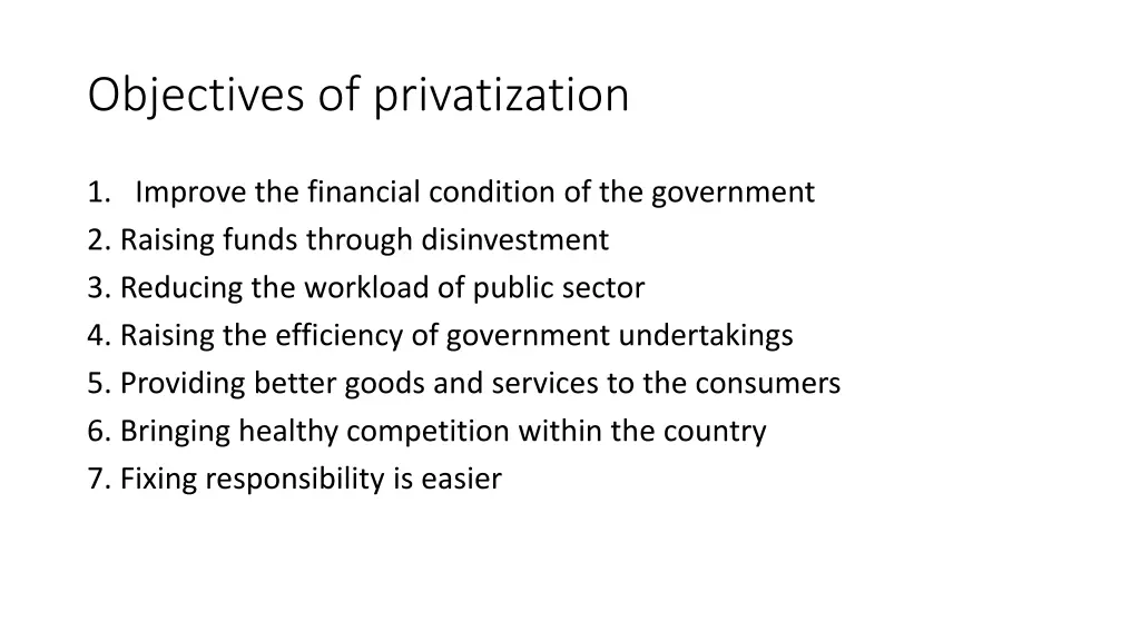 objectives of privatization