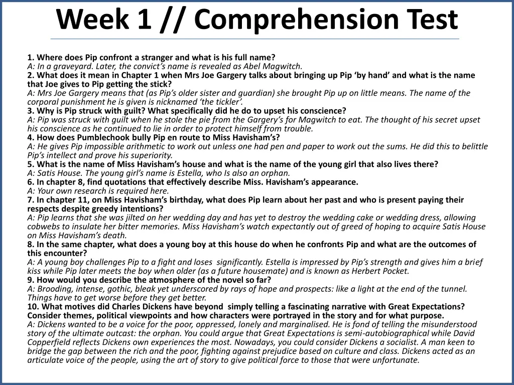 week 1 comprehension test