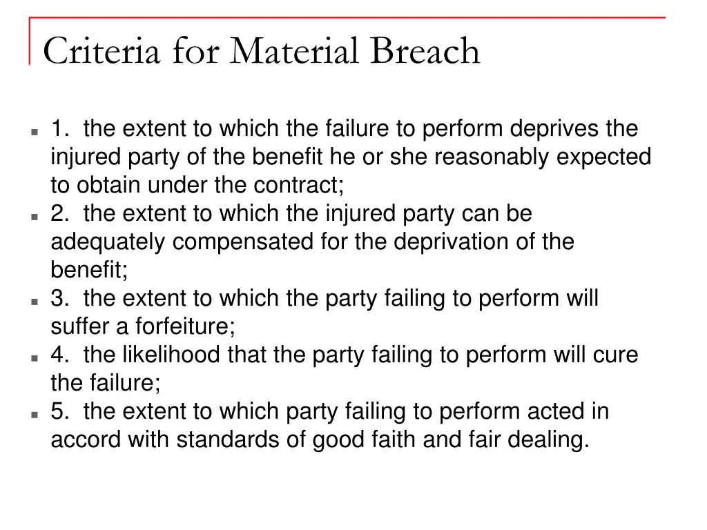 criteria for material breach 1